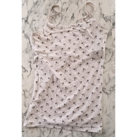 Aeropostale Stretch Juniors Large Tank Top Cami Camisole Floral Spaghetti Straps - Picture 2 of 7